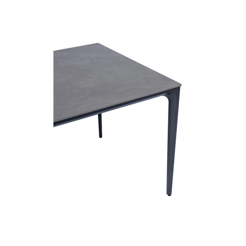 Tavolo Alghero 180x90 Alluminio Antracite Piano Gress Grigio Moia