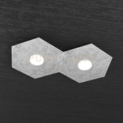 HEXAGON APPLIQUE-PLAFONIERA 2 LUCI FOGLIA ARGENTO 1142-2L-FA