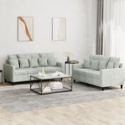 Set di Divani 2 pz con Cuscini Grigio Chiaro in Velluto 3201700
