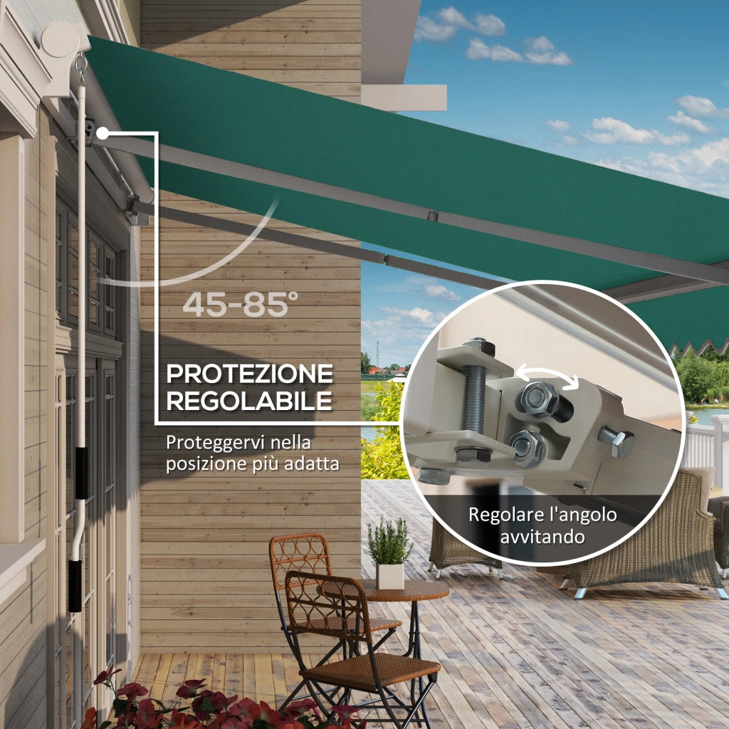 Tenda da Sole Avvolgibile Esterno ¨C zephmum ¨C Verde Scuro 4x2.5m Metallo Alluminio