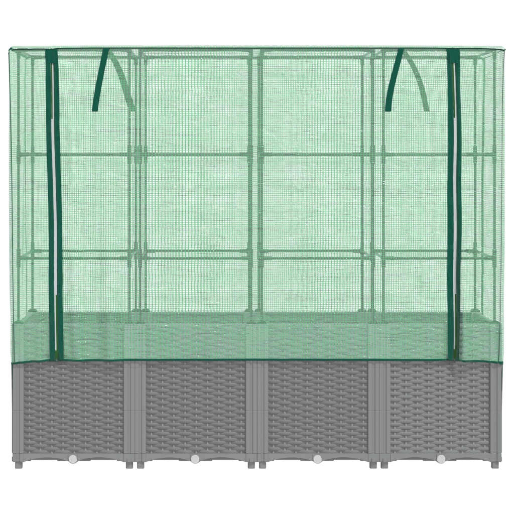 Aiuola rialzata/fioriera con copertura effetto rattan 160 x 40 x 153 cm grigio chiaro 02_0038762