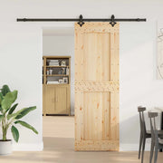 Porta scorrevole NARVIK Naturale e Nero 80 x 210 cm (213,5 cm)