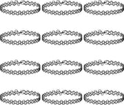 Set di collane per collo 12 pezzi - Cinture di collo nere allungabili - Collana choker - Vintage/Punk/Gothic - Accessori anni '90 - Estensibili fino a 60 cm