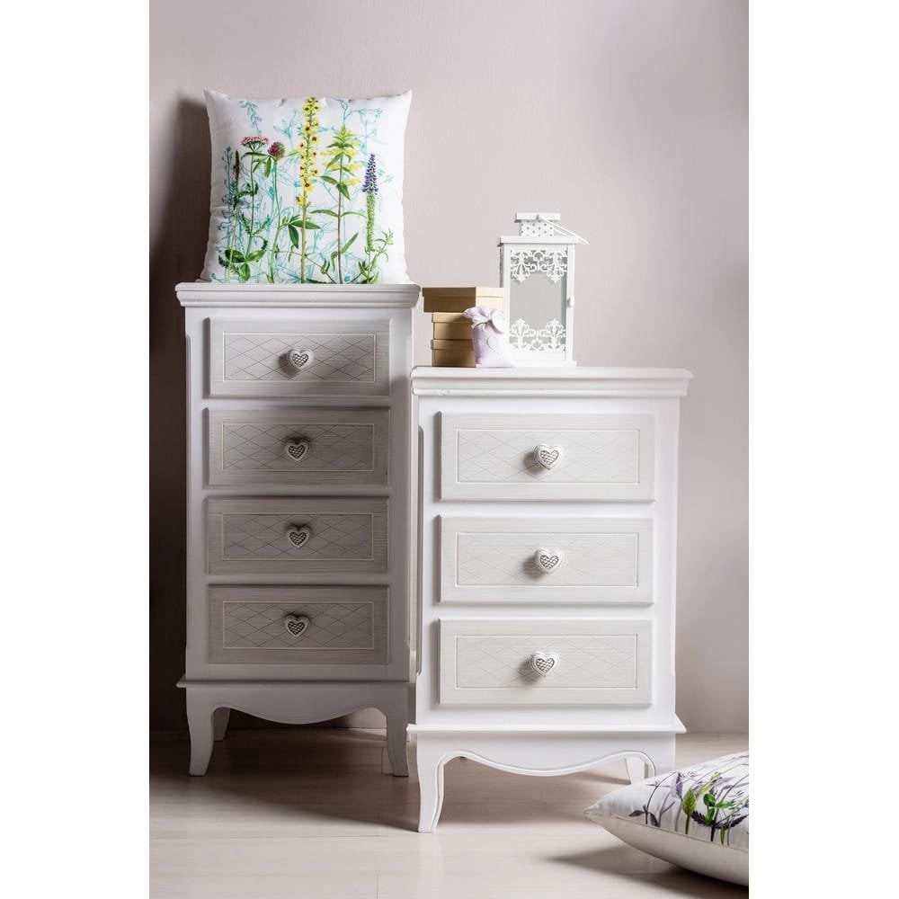 Cassettiera MDF Impiallacciato Bianco Stile Classico da Interno - ALBINE