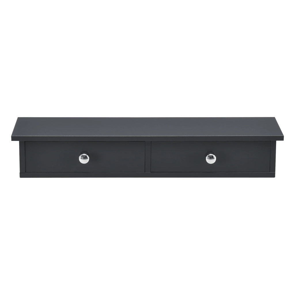 Elegante mensola da parete con 2 cassetti contenitore in MDF 60 cm grigio scuro 03_0005193