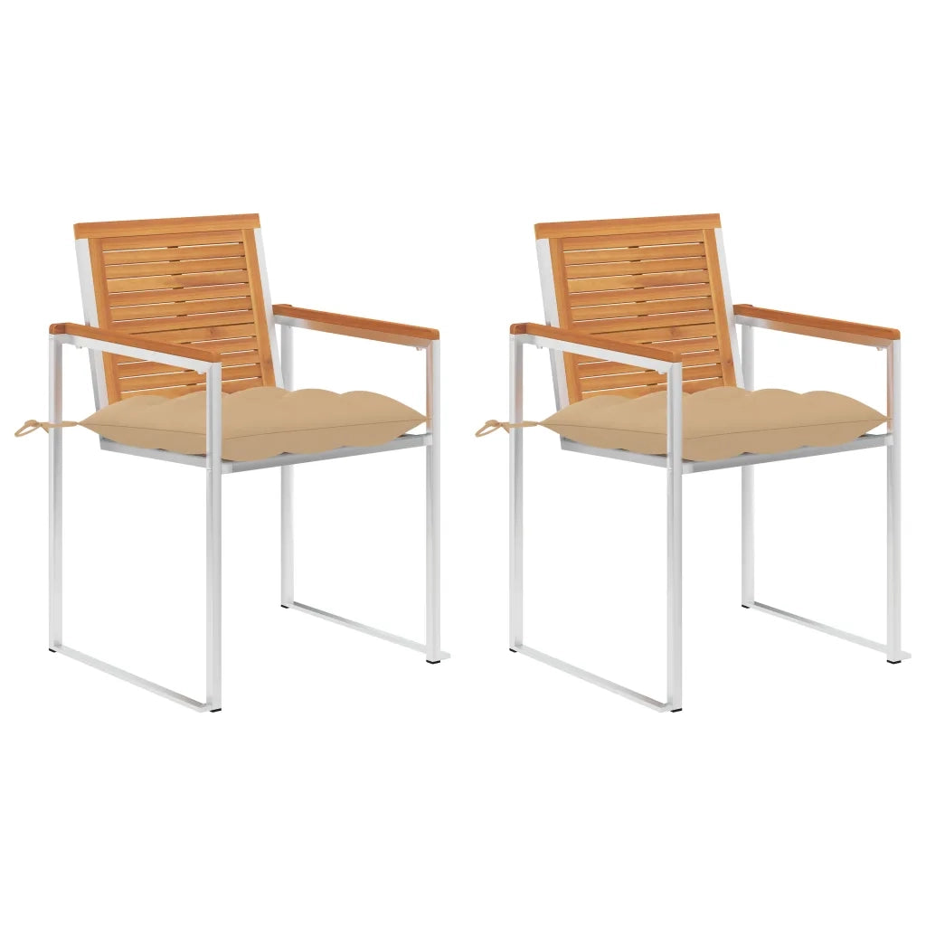 Sedie da Giardino 2 pz con Cuscini in Legno Acacia e Acciaio cod mxl 74522