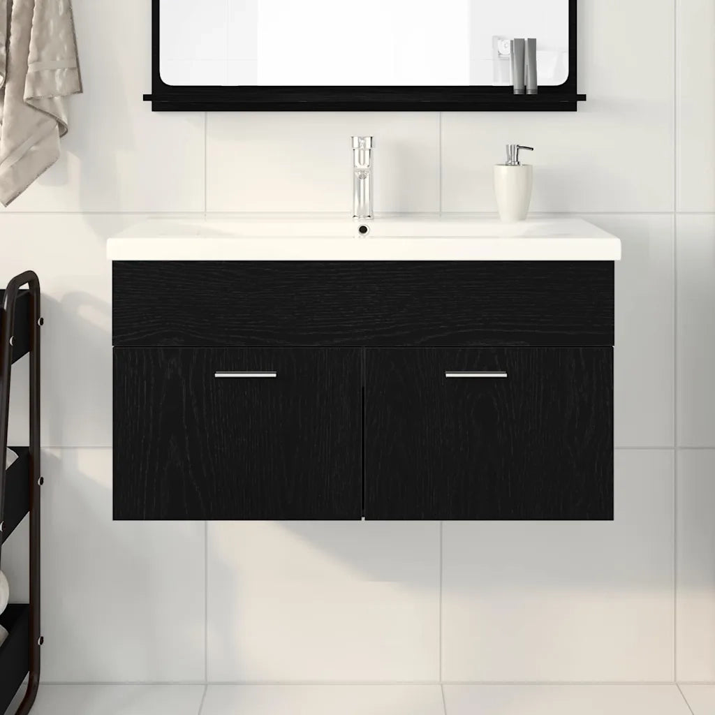 Mobile da Bagno Rovere Nero 90 x 38,5 x 46 cm Legno multistrato 3333138