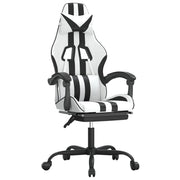 Sedia da Gaming | Sedia da e-sports Girevole Poggiapiedi Bianco e Nero Similpelle