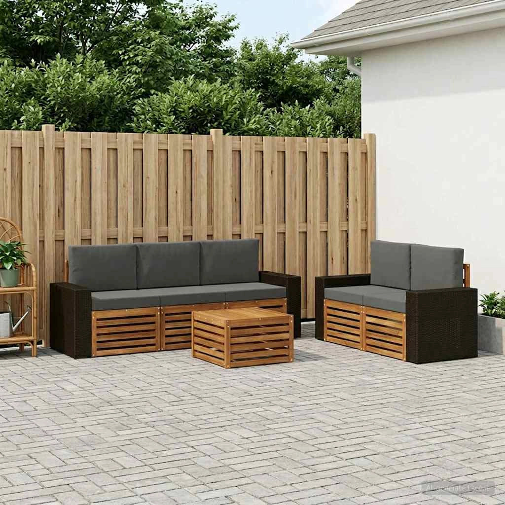 Set di divani da esterno 6 pz Naturale e Antracite 3384033