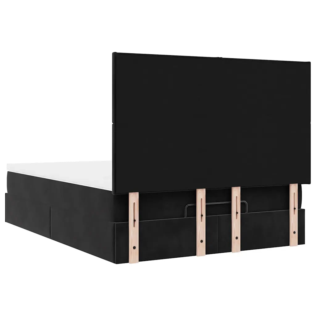 Struttura Letto Pouf con Materassi Nero 140x190 cm in Velluto 3314248
