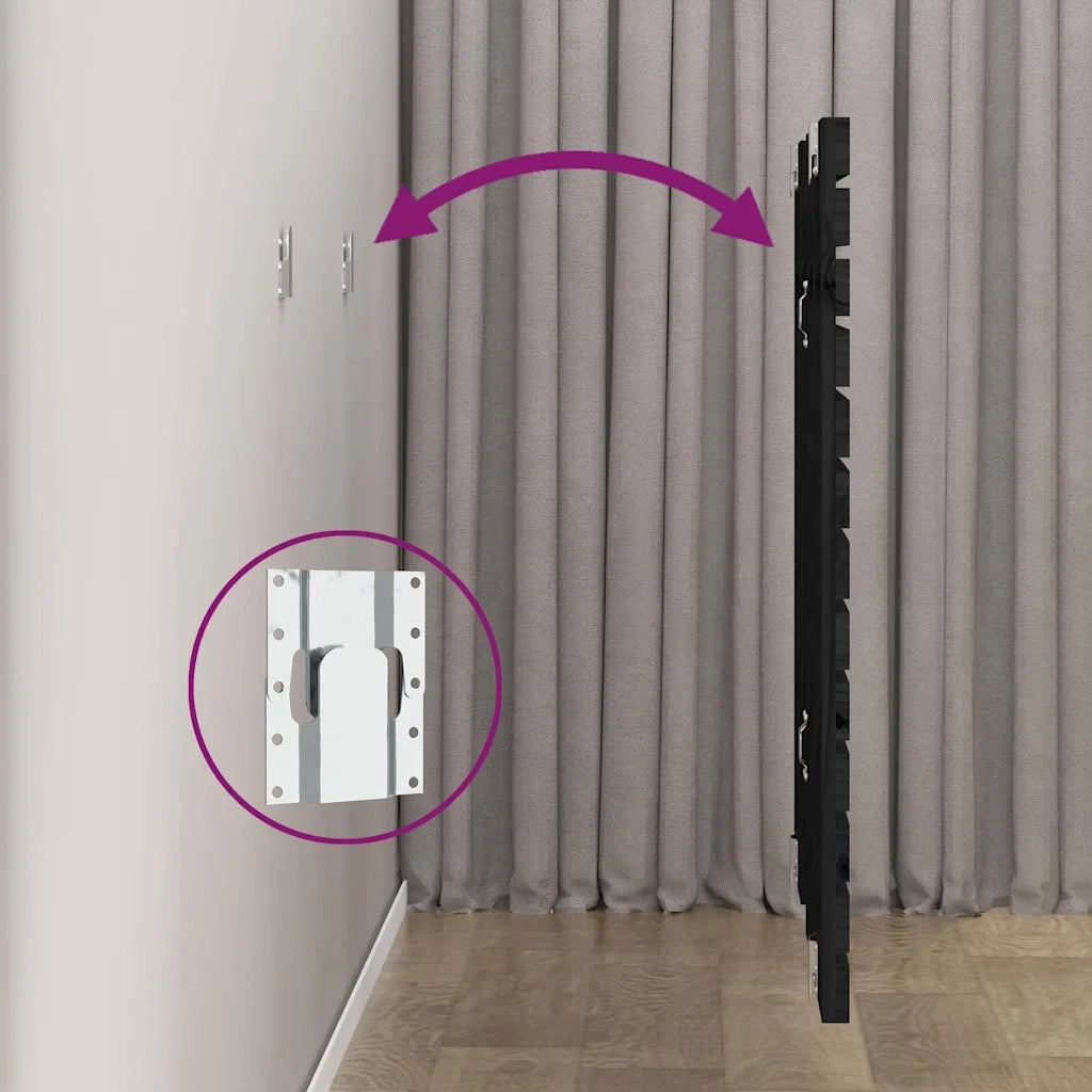 Testiera | Testata da Parete Nera 81x3x91,5cm in Legno Massello di Pino