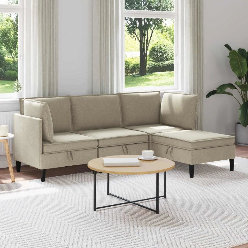 Set di mobili per il soggiorno 4 pcs Sabbia Tessuto 3413790
