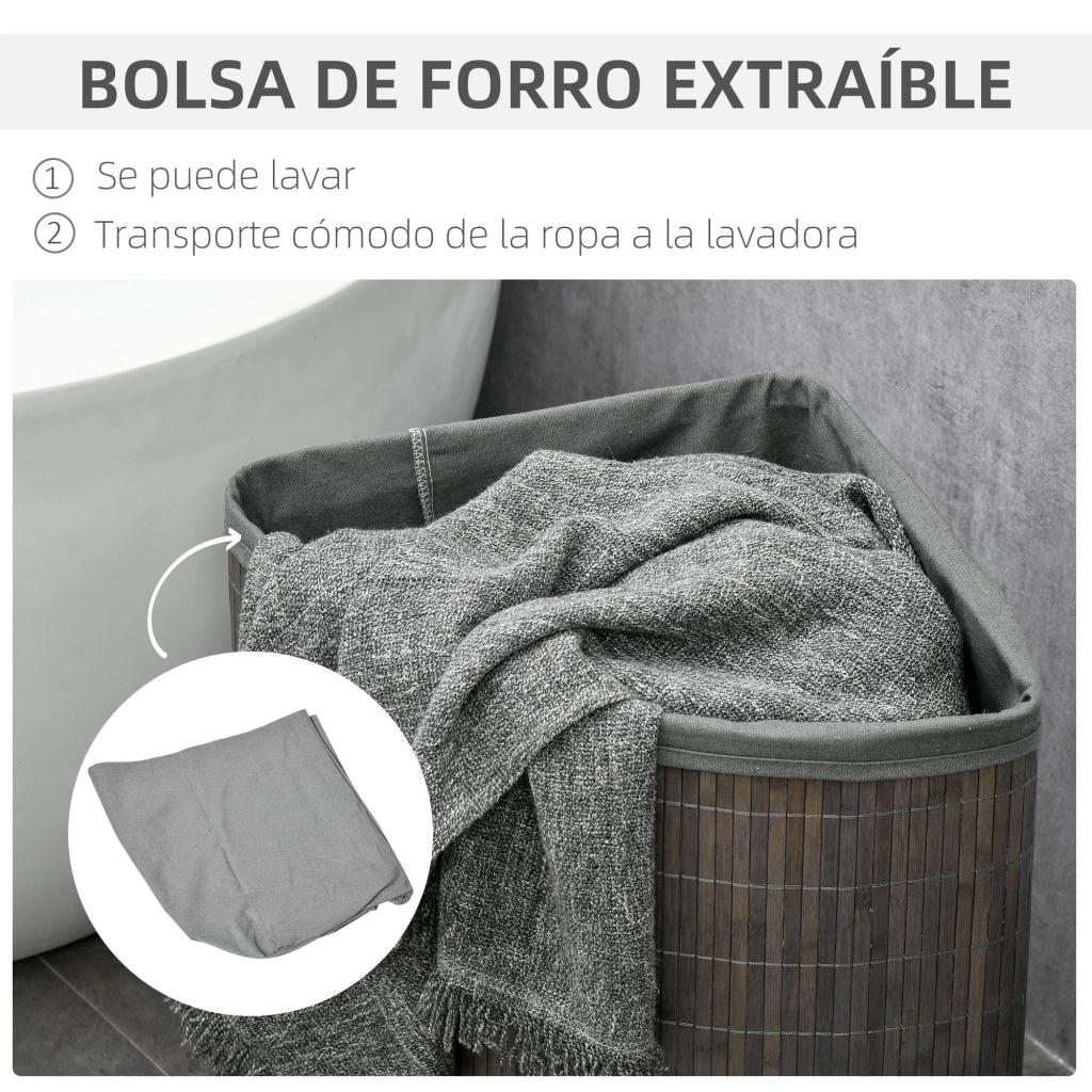 Cesto Portabiancheria Bamb¨´ ¨C Xylo ¨C 55L Grigio 38x38x57cm