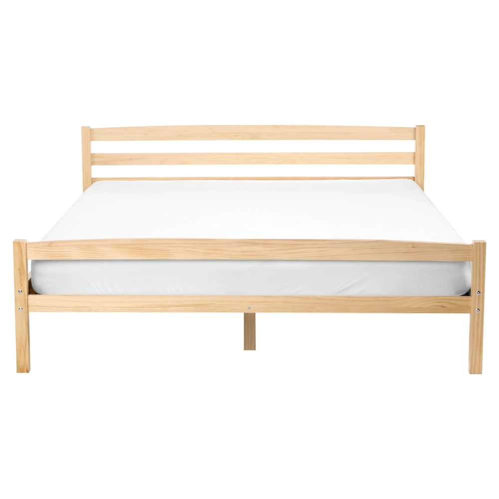 Letto matrimoniale in legno di pino chiaro 160 x 200 Testiera a doghe minimalista