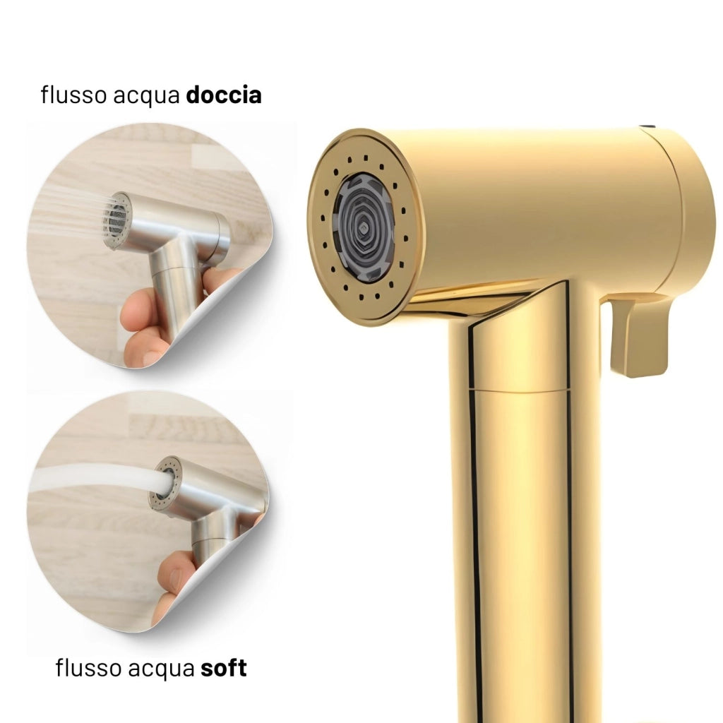 Idroscopino wc doccetta ottone portatile shutoff monogetto con leva ogomondo kit *** finitura- oro lucido tondo, conf...