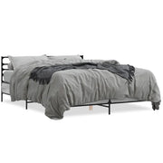 Letto matrimoniale | Letto per adulti | Giroletto Grigio Sonoma 150x200 cm in Legno Multistrato Metallo
