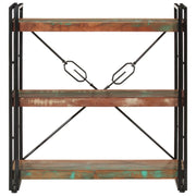 Libreria 3 Livelli-Scaffale per Libri-Mobile di Stoccaggio 77x30x80 cm Legno Massello Recupero e Ferro