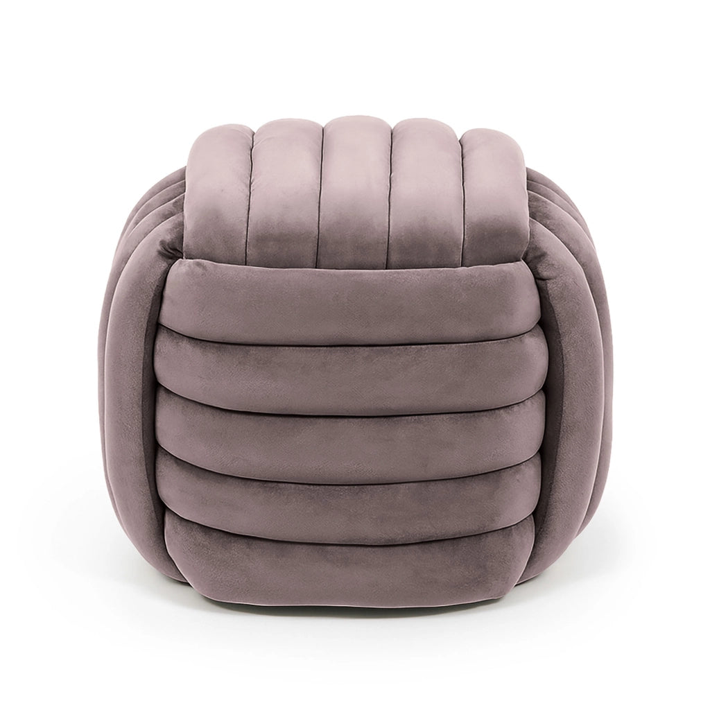 Pouf annodato in velluto 53 cm NILO Rosa Polvere