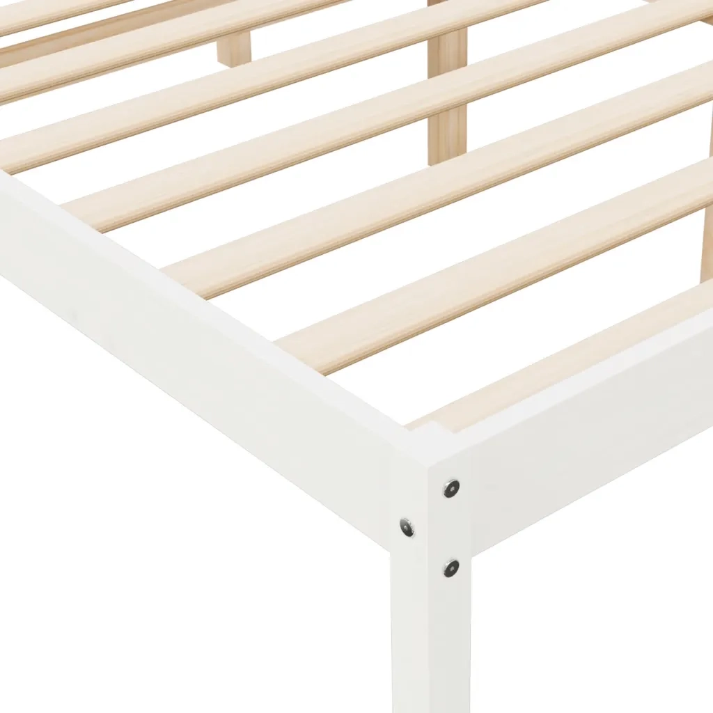 Letto per Anziani Bianco 140x190 cm in Legno Massello di Pino