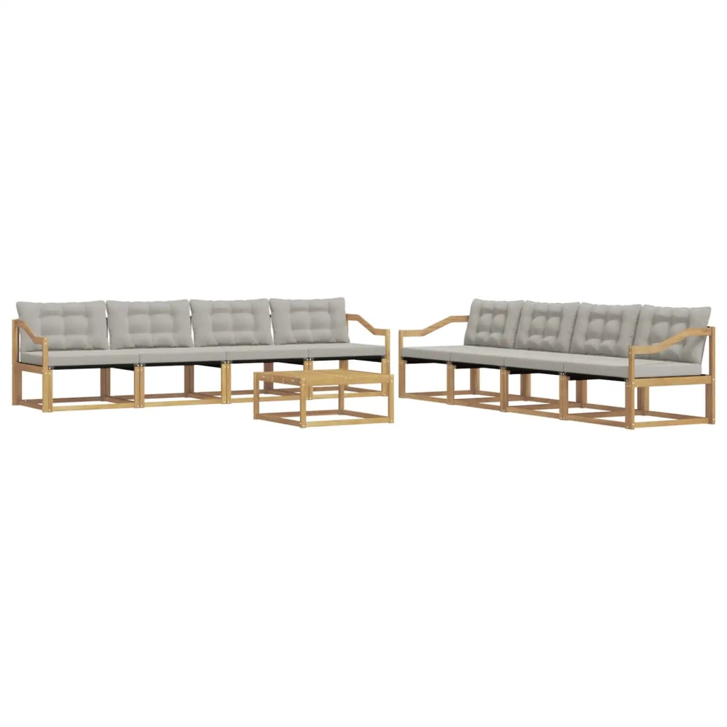 Set di divani da esterno 9 pz Bianco e Grigio Chiaro 3388549