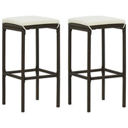 Sgabelli da Bar con Cuscini 2 pz Marroni in Polyrattan 313439