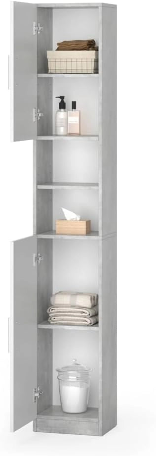 Mobile bagno alto Luis, Calcestruzzo, 32 x 190 cm, combinabile con la serie Luis per riporre oggetti in bagno