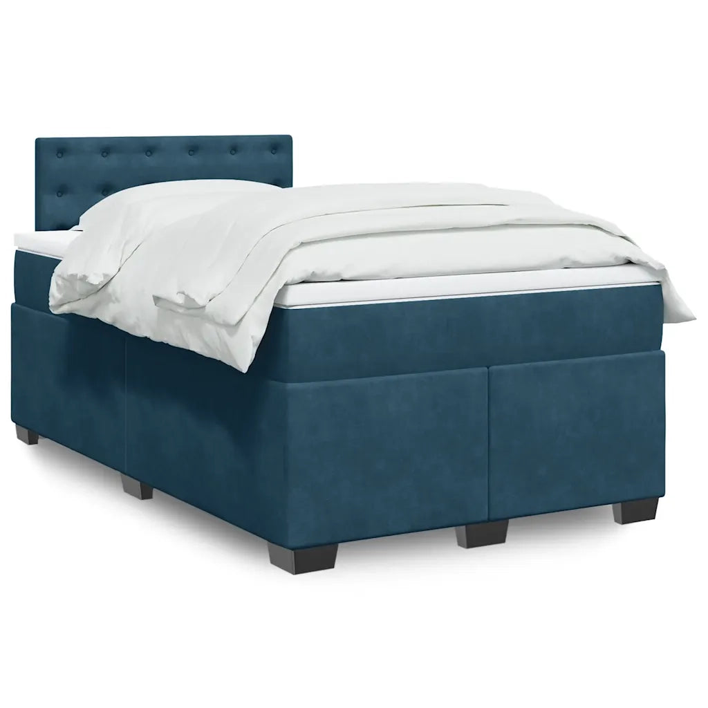 Giroletto a Molle con Materasso Blu Scuro 120x190 cm in Velluto