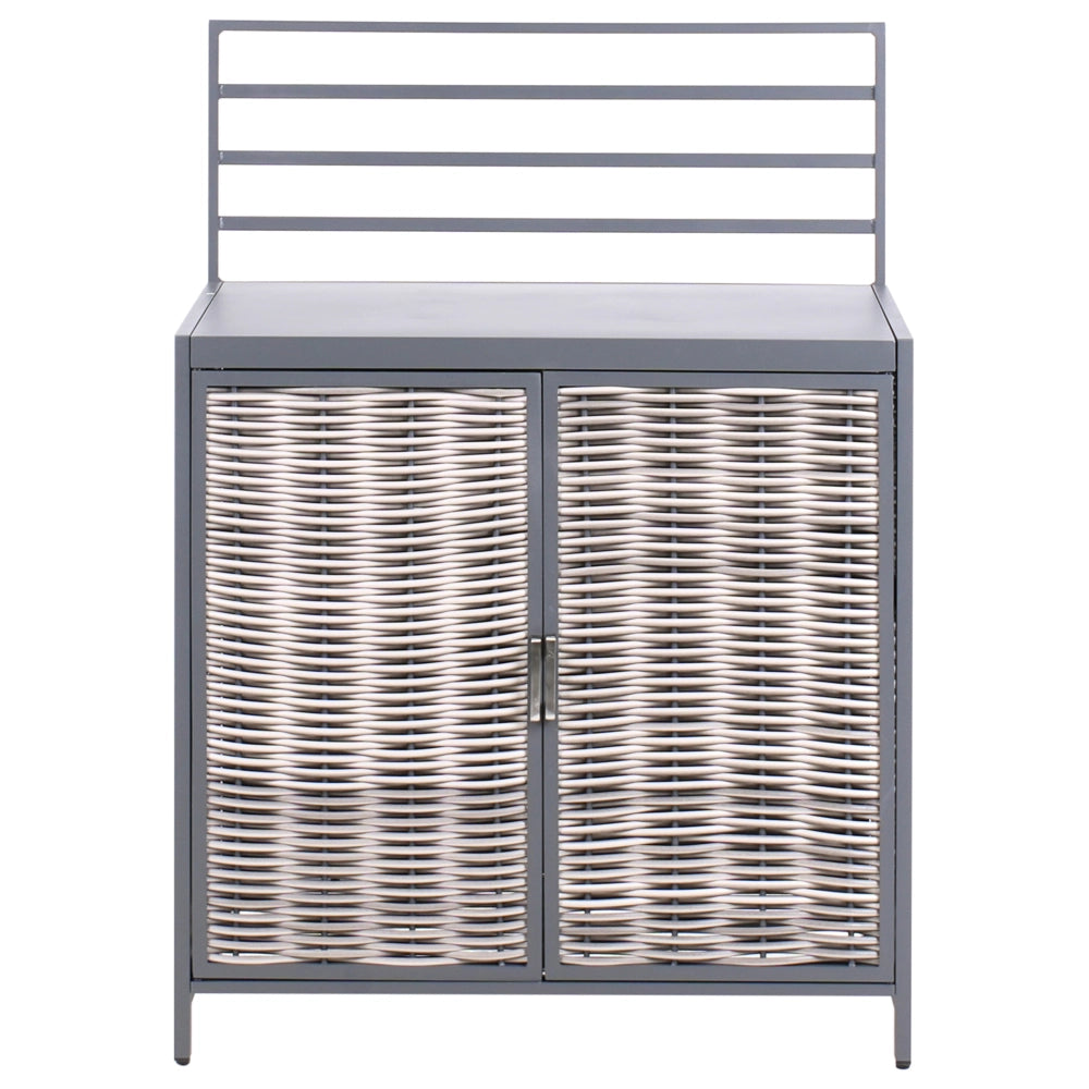 Set cucina da esterno 4 elementi in alluminio e PE Rattan con lavello grigio leva cucino da esterno