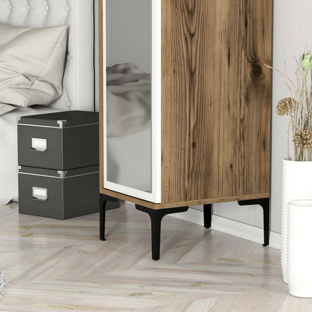 Asfodelo, Armadio Multiuso 1 Anta 4 Ripiani, 40x201h cm Marrone Noce