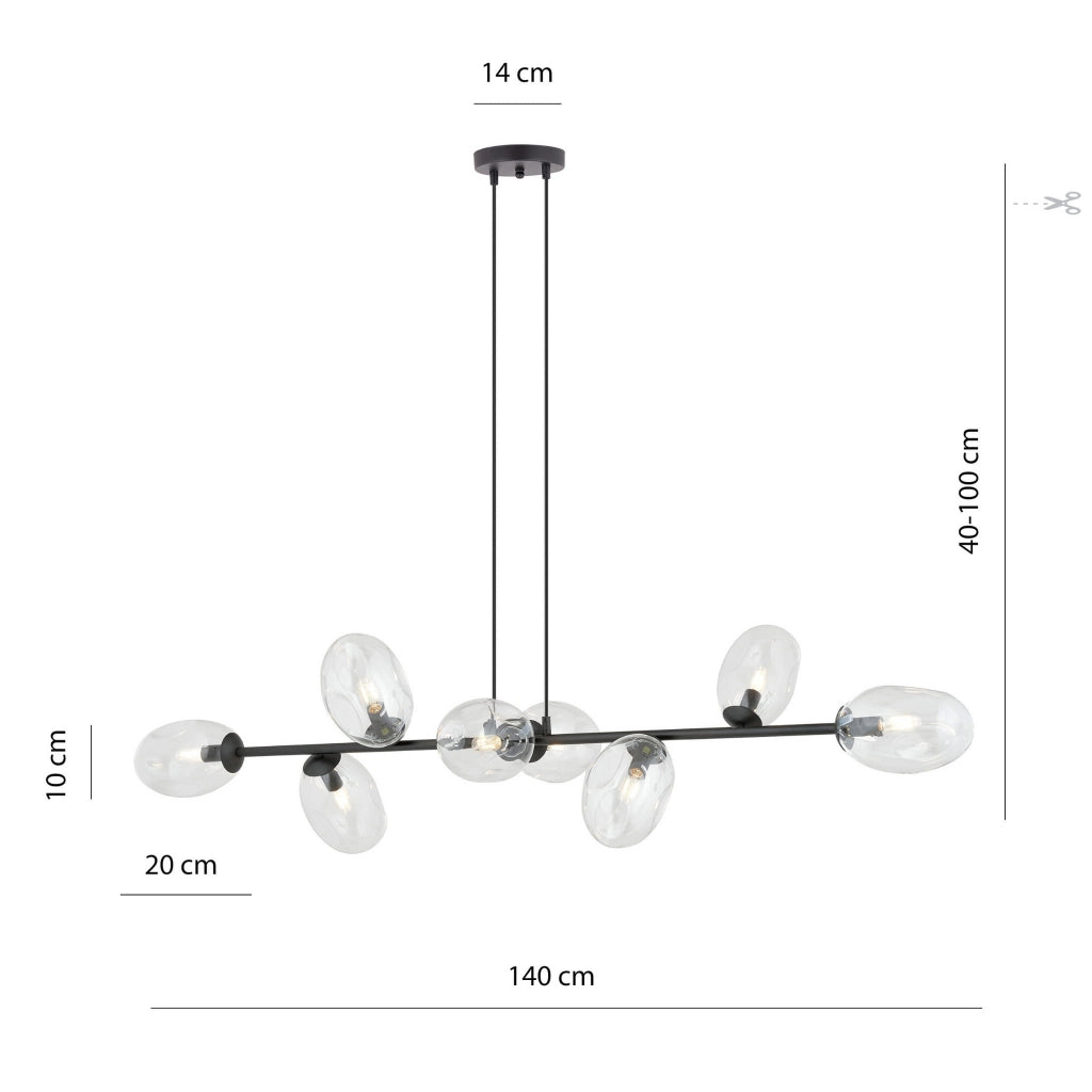 Lampadario Emibig Pandora 8xE14 vetro trasparente nero