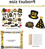 Decorazioni di Compleanno - Nero Oro Inflabili Quadro di Selfie & 31 Pezzi di Accessori per Foto Booth