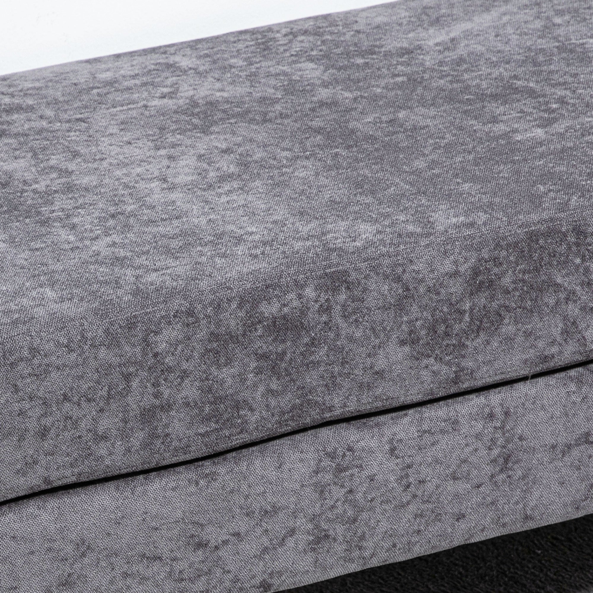 Panca Fondo Letto Imbottita a 2 Strati 121x50,5x46,5 cm in Tessuto Effetto Velluto Grigio Scuro