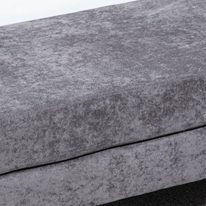 Panca Fondo Letto Imbottita a 2 Strati 121x50,5x46,5 cm in Tessuto Effetto Velluto Grigio Scuro