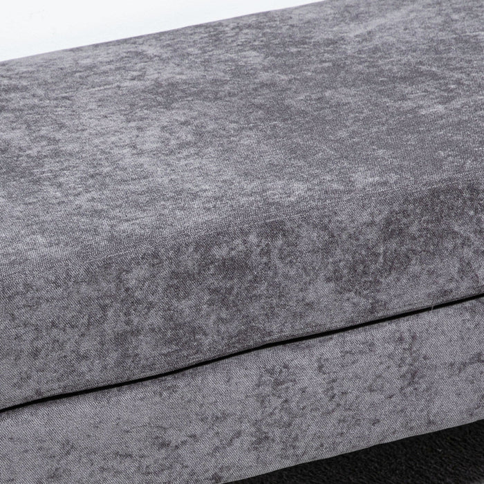 Panca Fondo Letto Imbottita a 2 Strati 121x50,5x46,5 cm in Tessuto Effetto Velluto Grigio Scuro