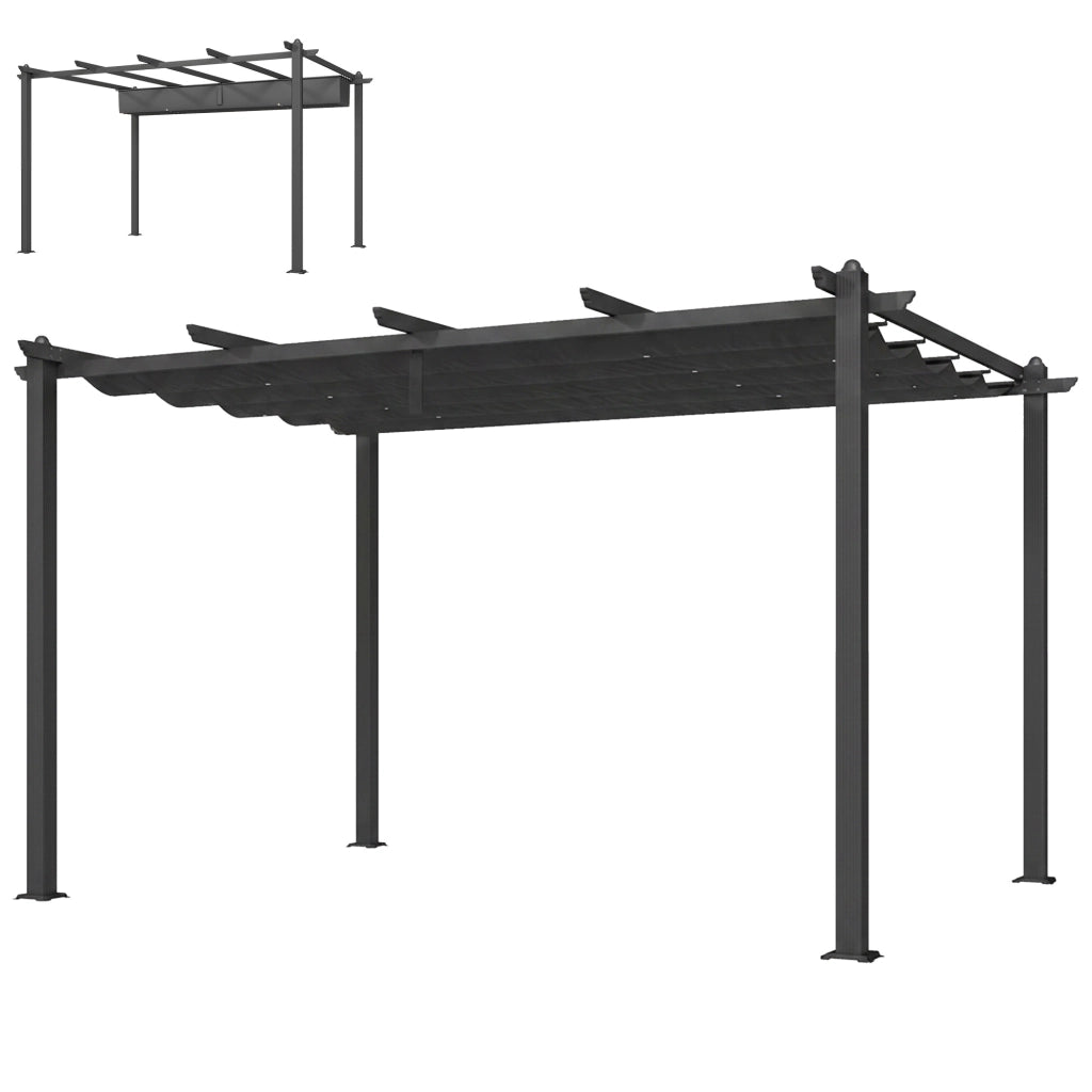 Pergola Gazebo Giardino 4x3 m ¨C Zephmum ¨C Alluminio Poliestere Grigio Scuro