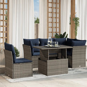 Set Divani da Giardino 6 pz con Cuscini Grigio in Polyrattan 3266591