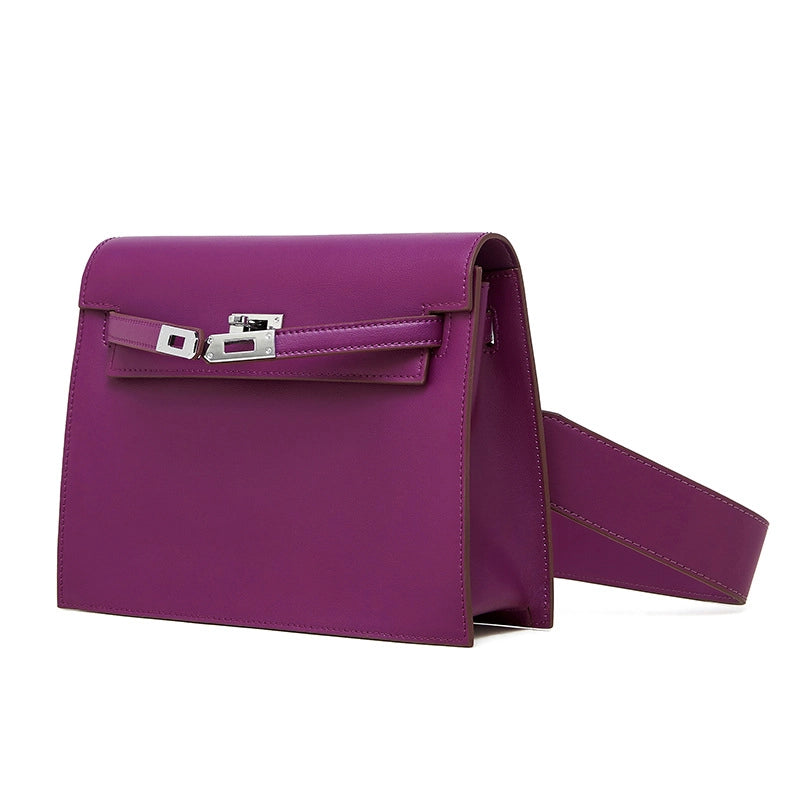 Borsa a tracolla da ballo in vera pelle, colore viola.