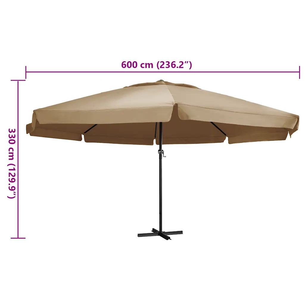 Ombrellone da Giardino con Palo in Alluminio 600 cm Tortora 47373