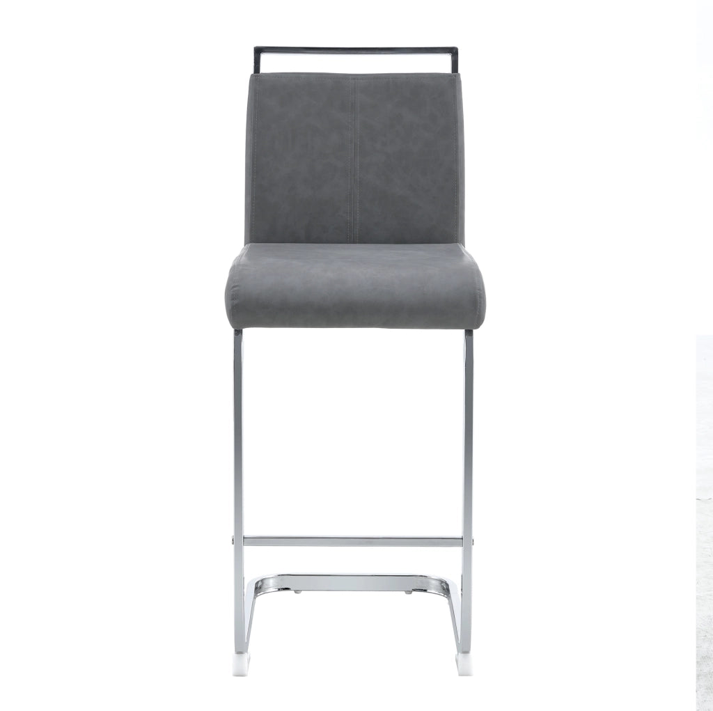 Set di 2 sgabelli da bar con poggiapiedi in PU e metallo grigio