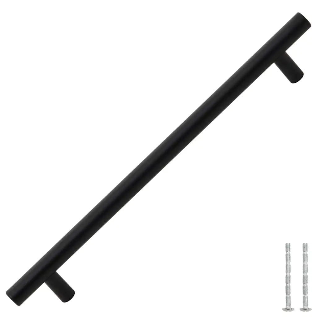 Poignées d'armoire 5 pcs noir 192 mm acier inoxydable