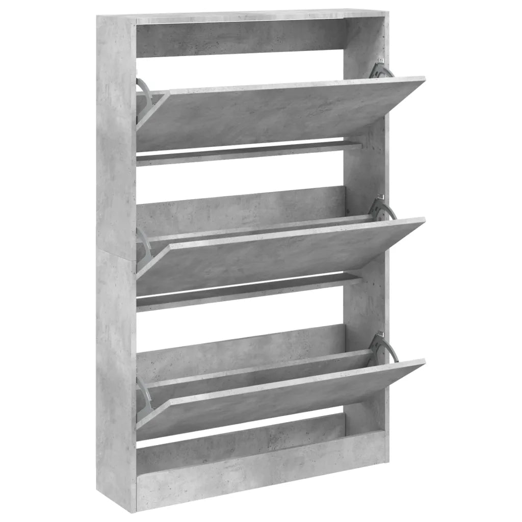 Scarpiera-Scaffale per scarpe Grigio Cemento 80x21x125,5 cm in Legno Multistrato