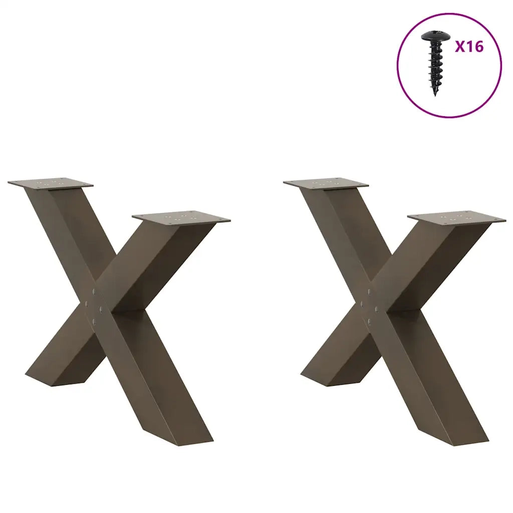Gambe per Tavolino da Caffè a Forma di X 2 pz Acciaio Naturale 70x(42-43) cm Acciaio 4012967