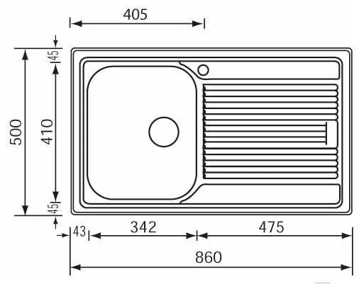 CM Zenith plus 86 x 50 1V Lavello montato su piano Rettangolare Acciaio inossidabile