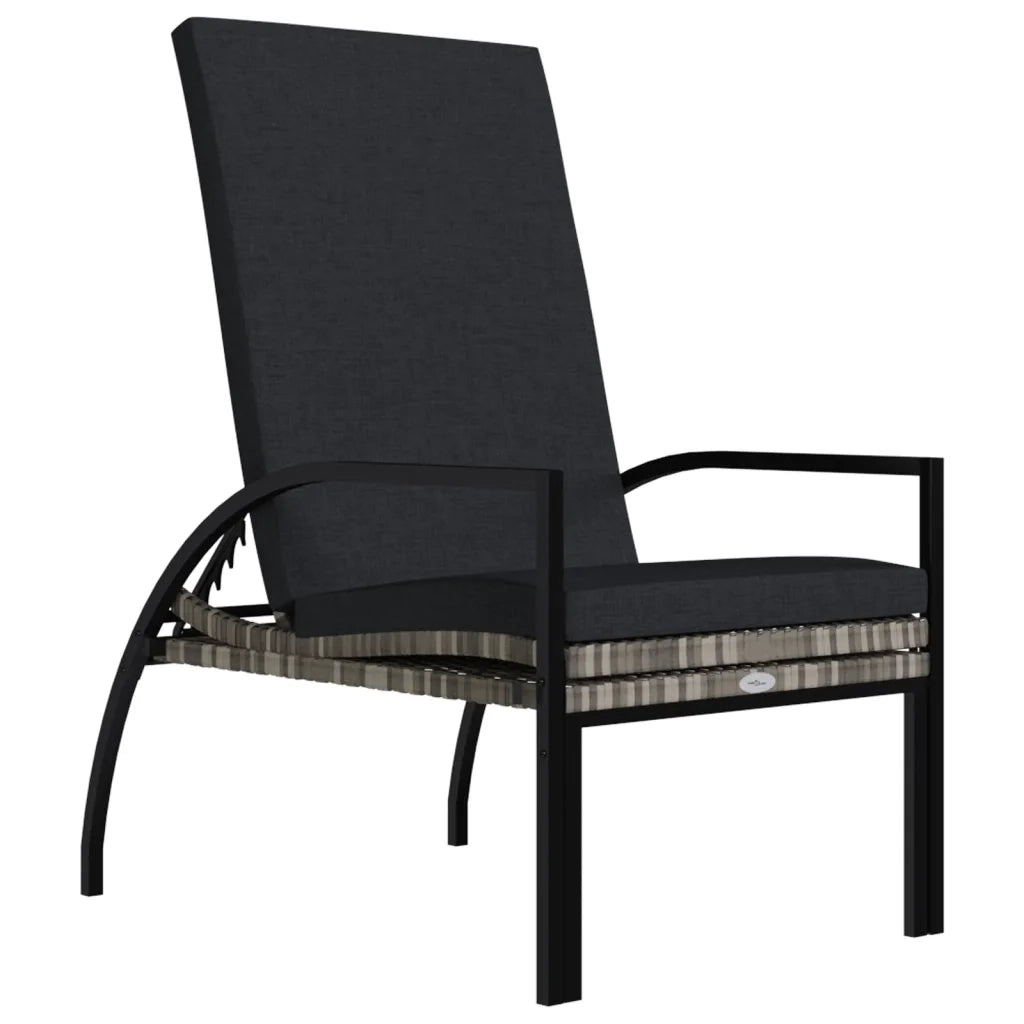 Lettino Prendisole con Poggiapiedi in Rattan PE Grigio 317630