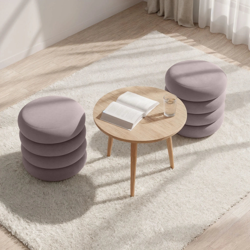 Pouf contenitore cilindrico in velluto 42 cm SNUGGO Rosa Polvere