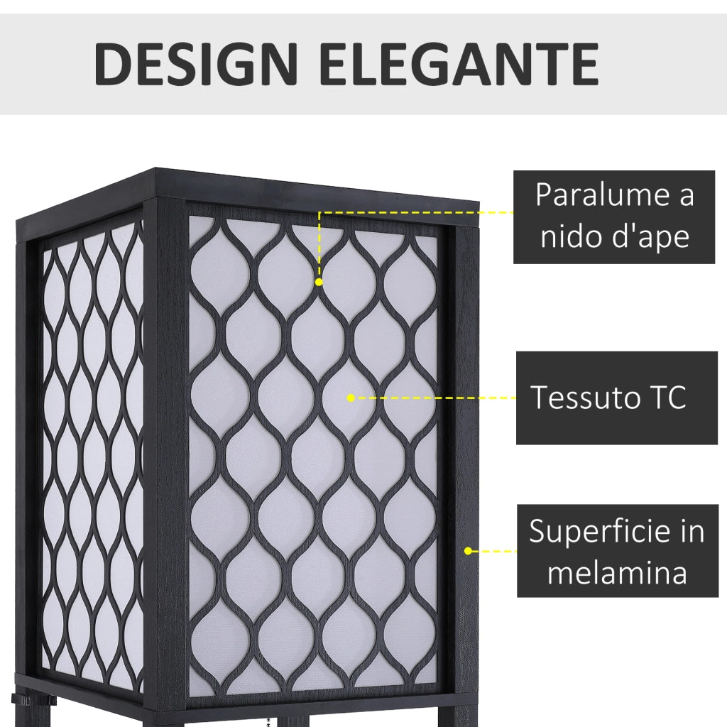 EasyComfort Lampada Lampadina da Terra Salvaspazio con Ripiani Durevole Cotone, MDF 26 x 26 x 160 cm Nero, bianco