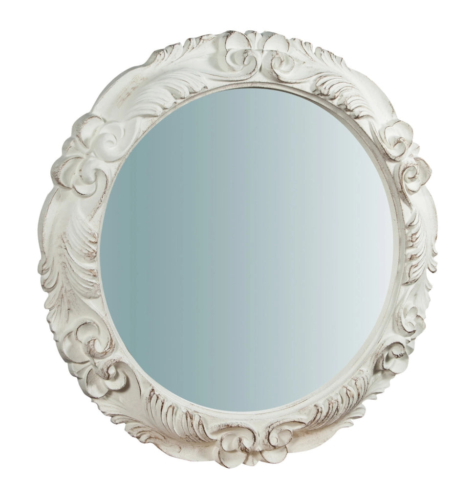 Biscottini Specchiera da parete verticale/orizzontale in legno finitura bianco anticato L66xPR5xH66 cm Made in Italy
