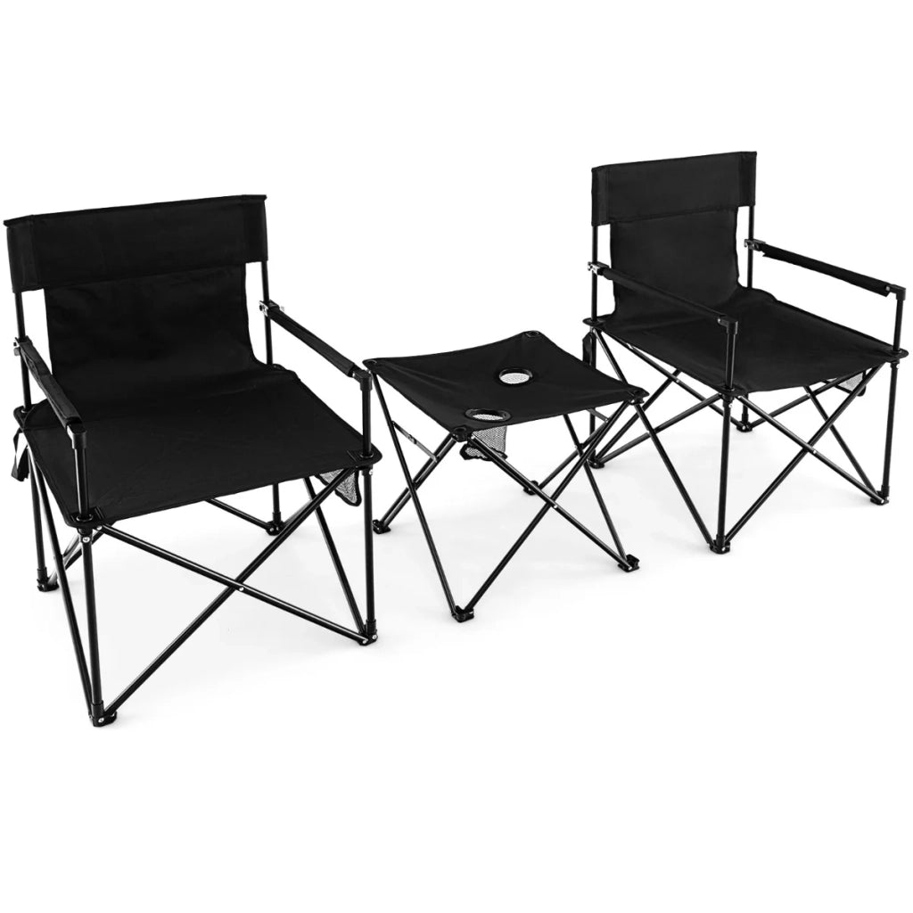 Set di 2 sedie da campeggio pieghevoli 58,5 x 58,5 x 86 cm comfort ottimale e stabilità rinforzata poliestere nero 20_0020076