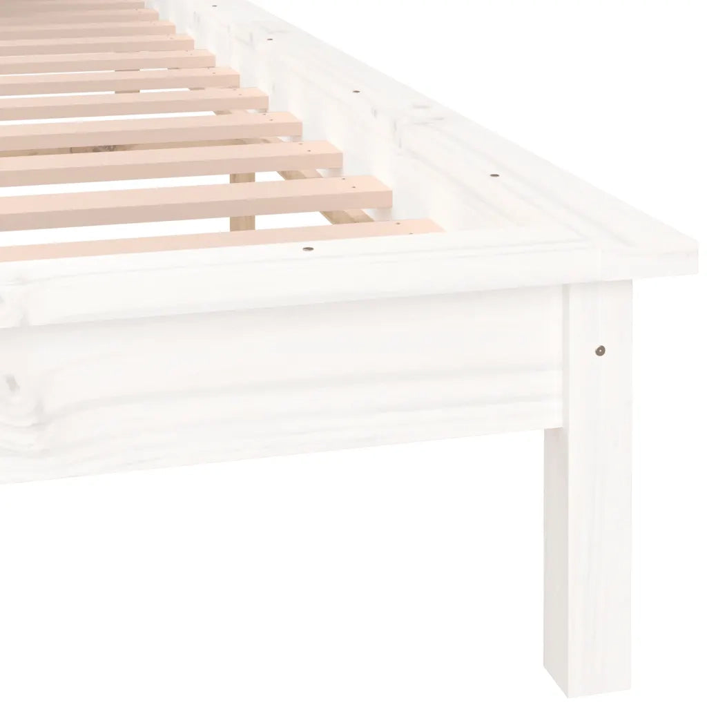 Giroletto LED-Struttura Letto con LED Bianco 140x190 cm in Legno Massello 160813