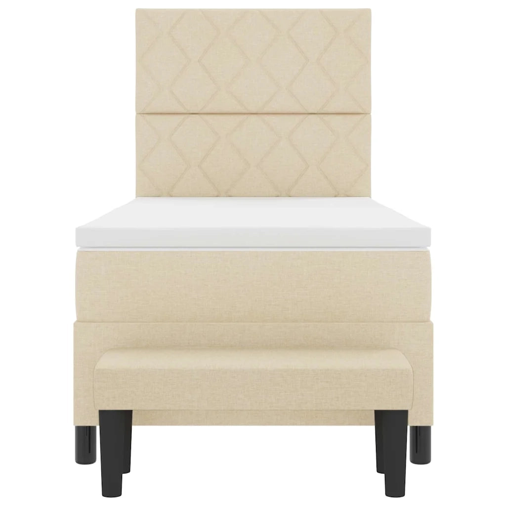 Letto a molle con testiera Crema 90 x 190 cm Tessuto 3344112